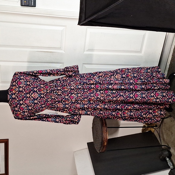 Anthropologie Boemo Maxi Dress Pink Blue Ruffle Tiered Long Sleeve Sz Small New - Picture 9 of 9